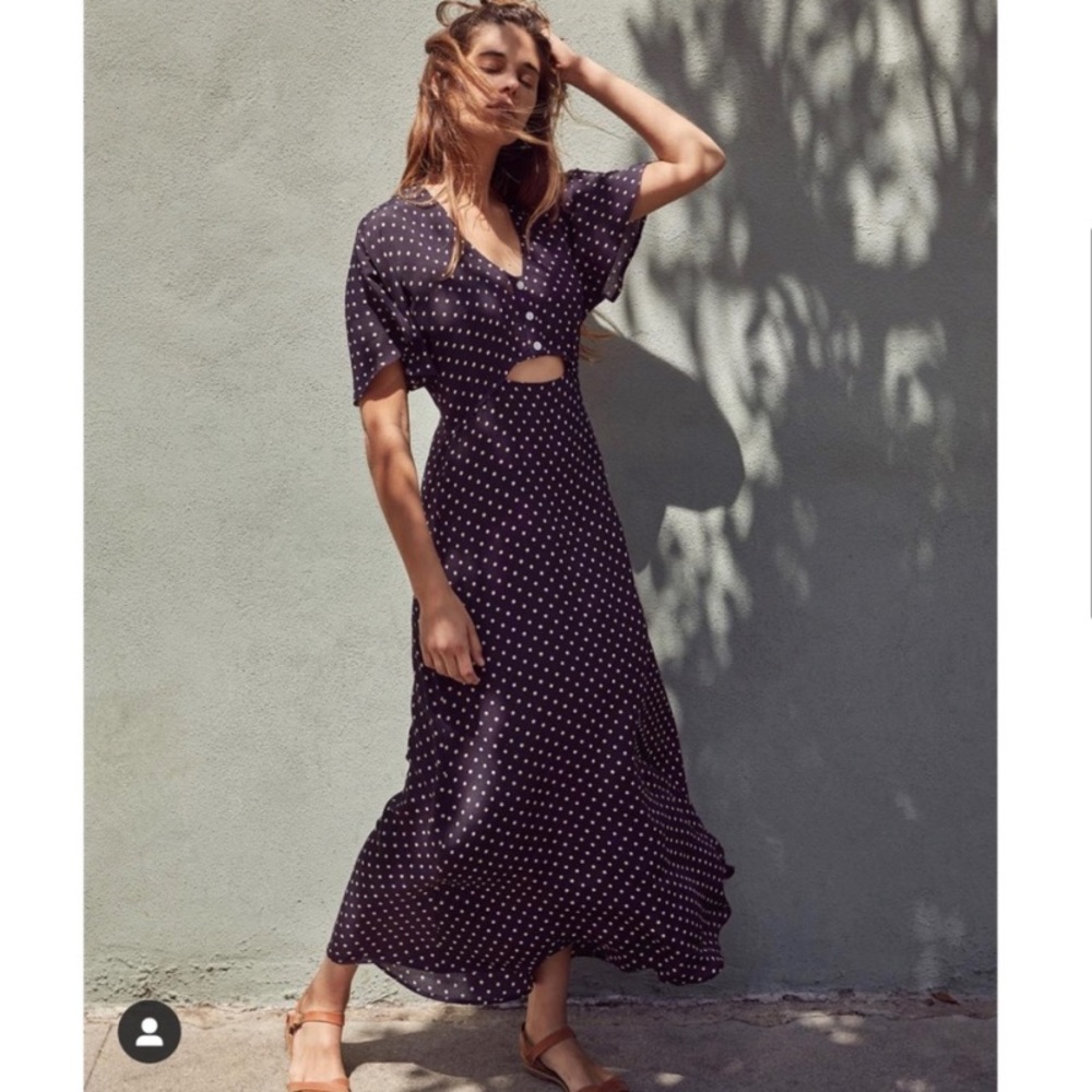 Christy Dawn Black Polka Dot Midi Dress